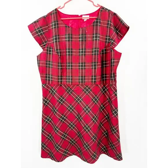 The Children’s Place Dress Size 24 NWOT Plaid Holiday Christmas Satin Plus Curvy - Picture 4 of 13